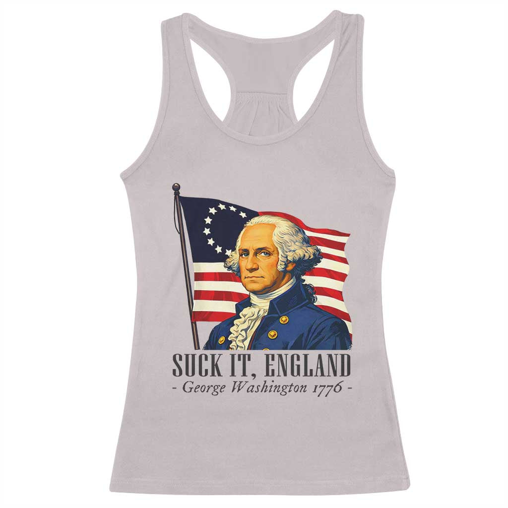 Funny George Washington 1776 Racerback Tank Top 4th July Suck-It England TS14 Ice Gray Print Your Wear