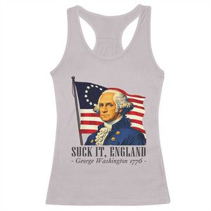 Funny George Washington 1776 Racerback Tank Top 4th July Suck-It England TS14 Ice Gray Print Your Wear