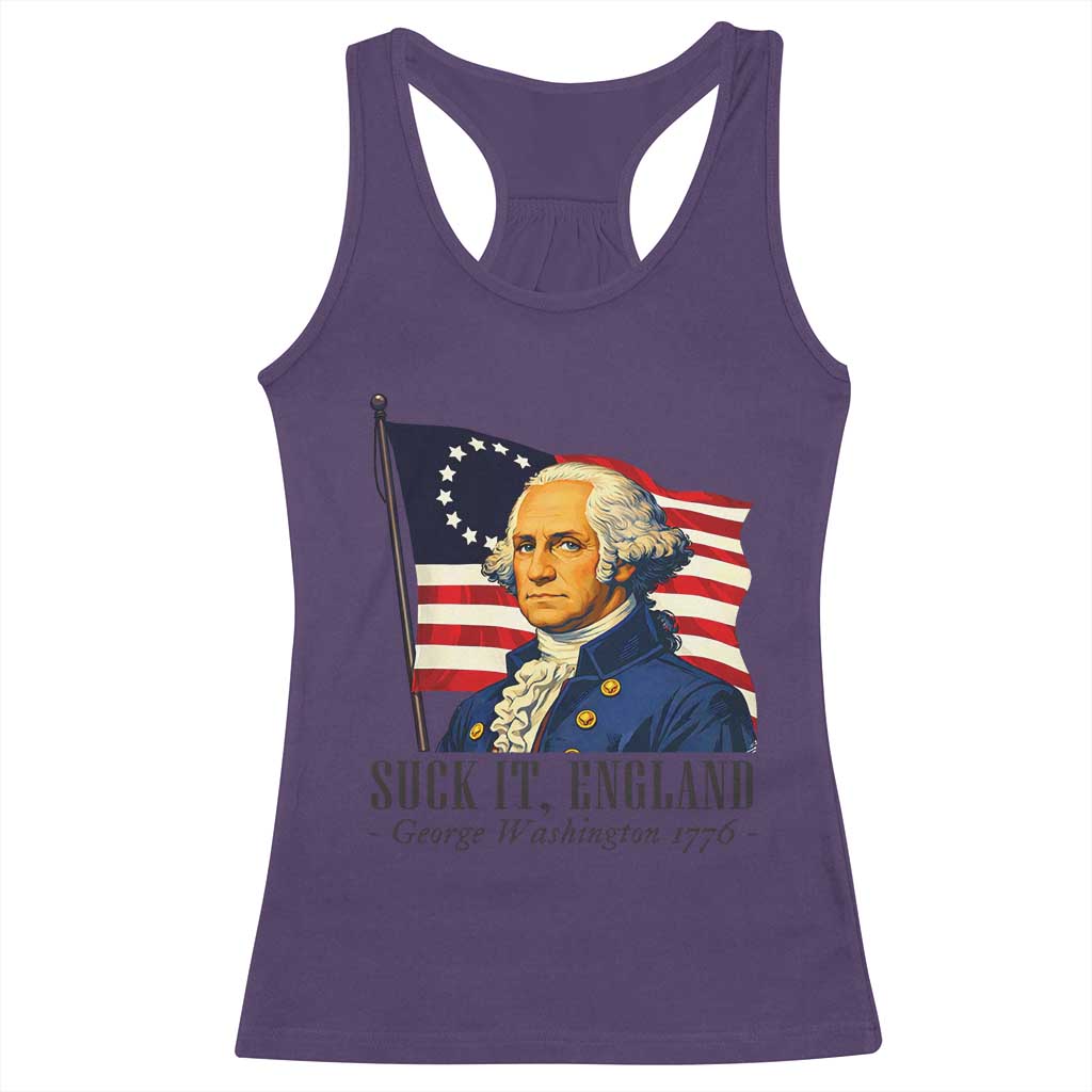Funny George Washington 1776 Racerback Tank Top 4th July Suck-It England TS14 Purple Print Your Wear