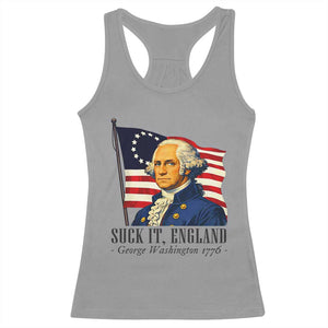 Funny George Washington 1776 Racerback Tank Top 4th July Suck-It England TS14 Sport Gray Print Your Wear
