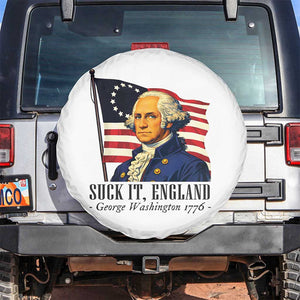Funny George Washington 1776 Spare Tire Cover 4th July Suck-It England TS14 No hole White Print Your Wear