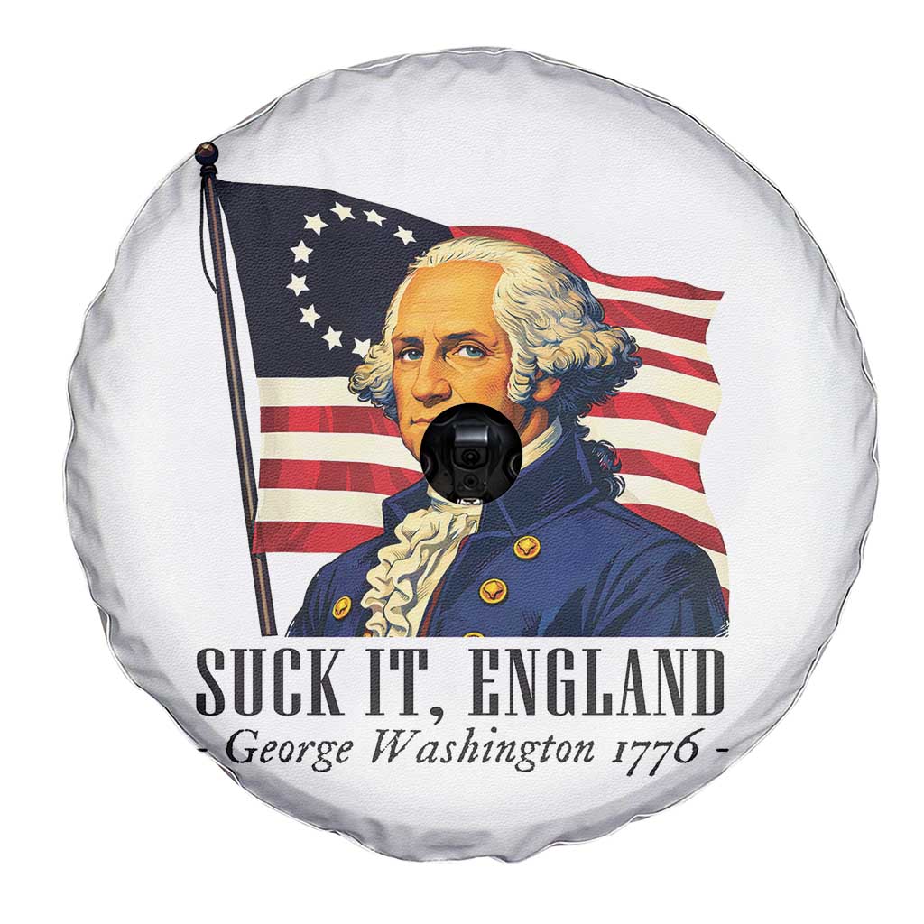 Funny George Washington 1776 Spare Tire Cover 4th July Suck-It England TS14 Print Your Wear