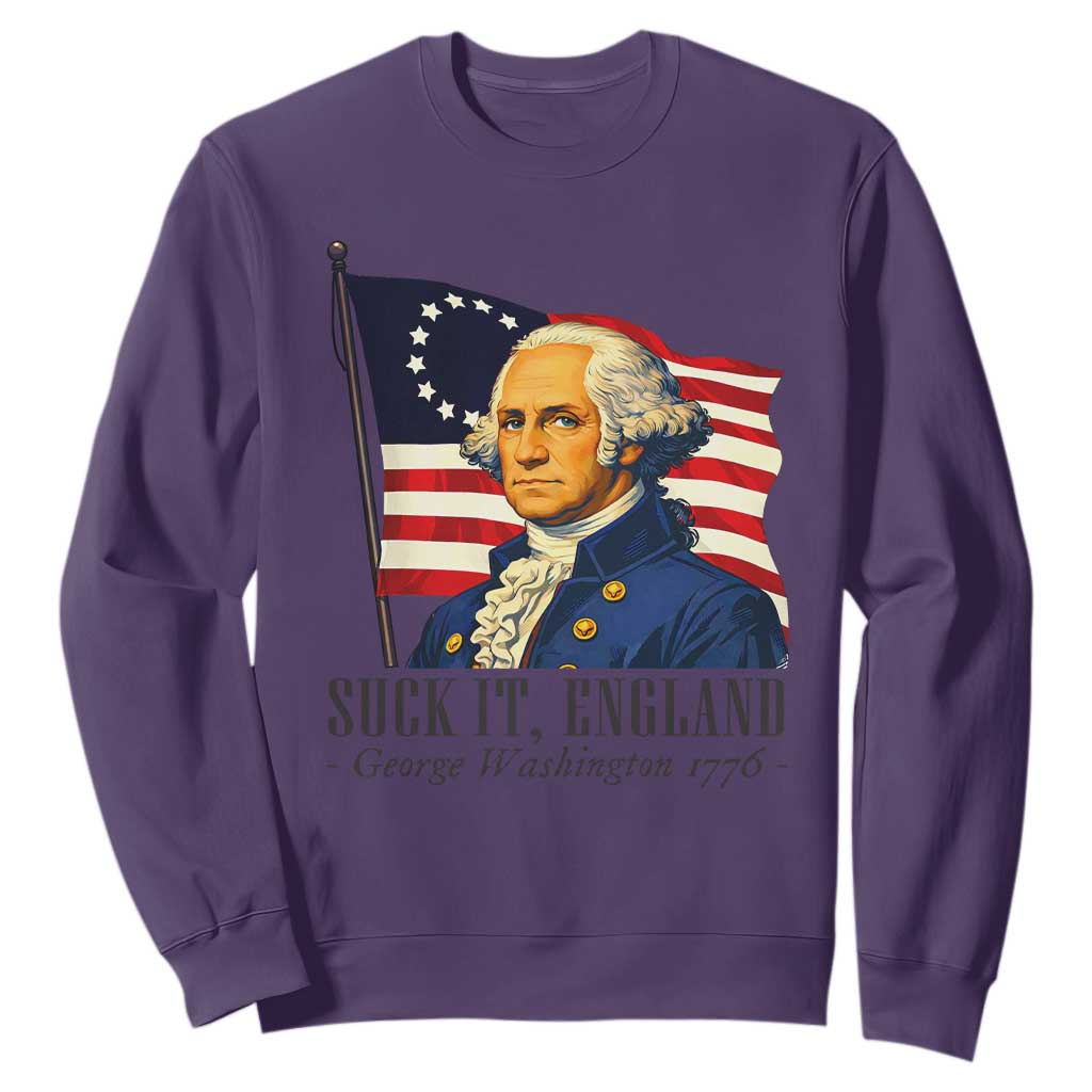 Funny George Washington 1776 Sweatshirt 4th July Suck-It England TS14 Purple Print Your Wear