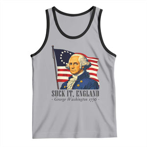 Funny George Washington 1776 Tank Top 4th July Suck-It England TS14 Athletic Heather Black Print Your Wear