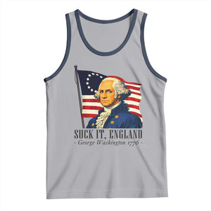 Funny George Washington 1776 Tank Top 4th July Suck-It England TS14 Athletic Heather Navy Print Your Wear