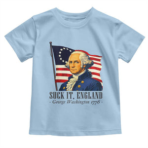Funny George Washington 1776 Toddler T Shirt 4th July Suck-It England TS14 Light Blue Print Your Wear