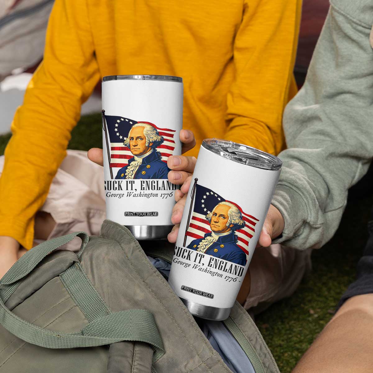 Funny George Washington 1776 Tumbler Cup 4th July Suck-It England TS14 Print Your Wear