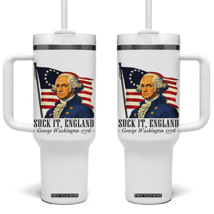 Funny George Washington 1776 Tumbler With Handle 4th July Suck-It England TS14 One Size: 40 oz White Print Your Wear