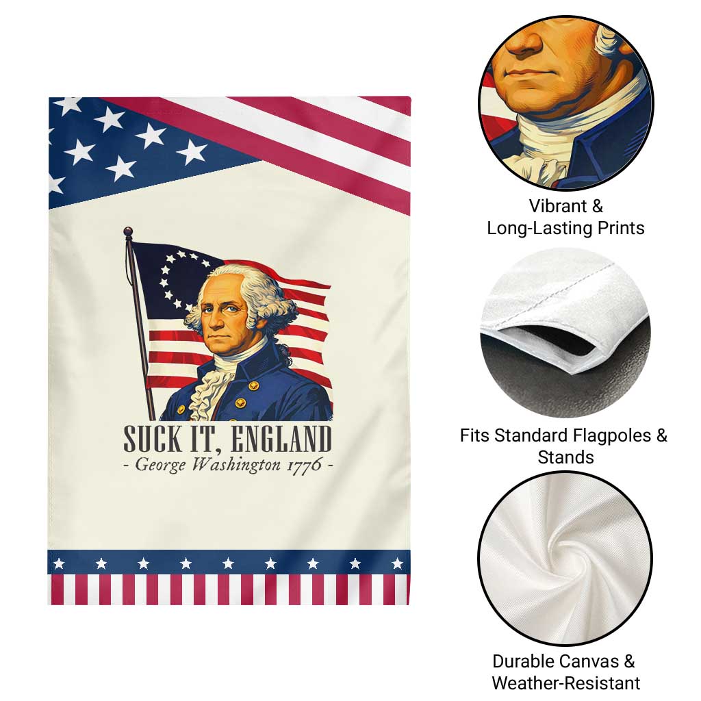 Funny George Washington 1776 Garden Flag 4th July Suck-It England TS14 Print Your Wear