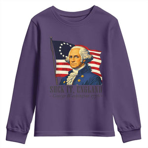 Funny George Washington 1776 Youth Sweatshirt 4th July Suck-It England TS14 Purple Print Your Wear