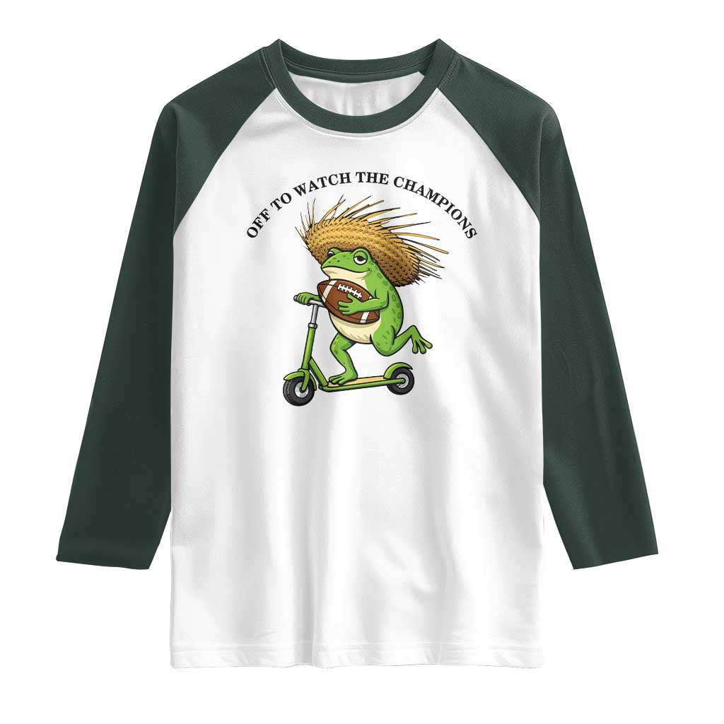 Seattle Championship 2026 Raglan Shirt Funny Frog Football TS14 White Dark Forest Green Print Your Wear