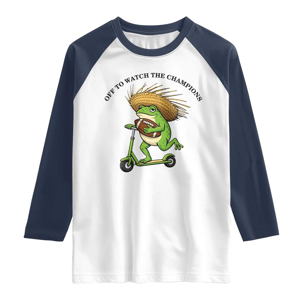 Seattle Championship 2026 Raglan Shirt Funny Frog Football TS14 White Navy Print Your Wear