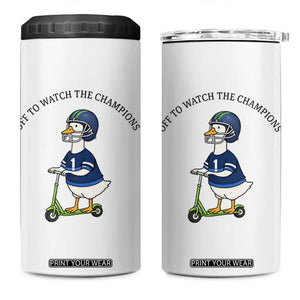 Funny Seattle Goose 2026 4 in 1 Can Cooler Tumbler Off To Watch The Champions TS14 One Size: 16 oz White Print Your Wear