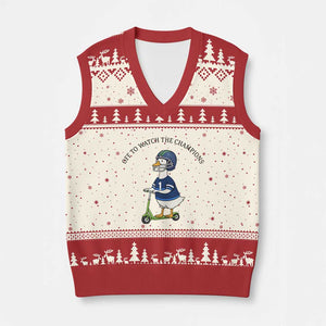 Funny Seattle Goose 2026 V-Neck Knit Sweater Vest Off To Watch The Champions TS14 Beige Red Print Your Wear
