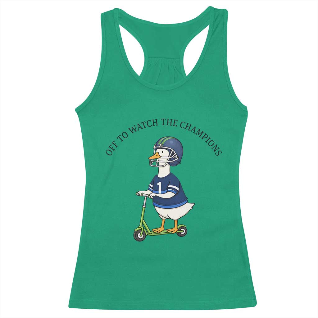 Funny Seattle Goose 2026 Racerback Tank Top Off To Watch The Champions TS14 Irish Green Print Your Wear