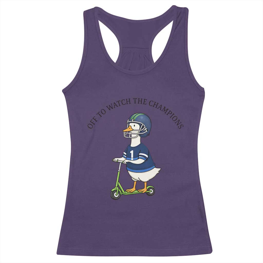 Funny Seattle Goose 2026 Racerback Tank Top Off To Watch The Champions TS14 Purple Print Your Wear