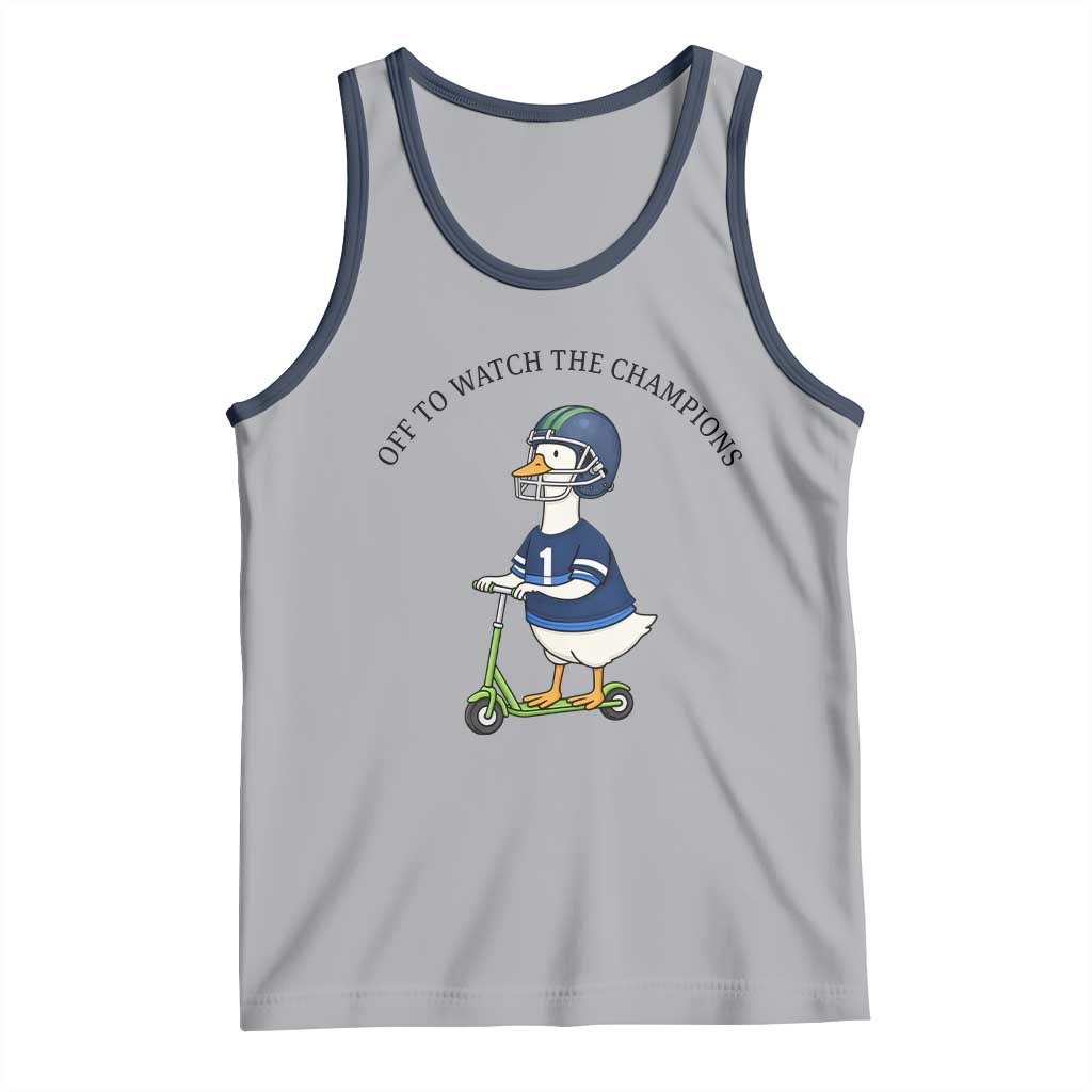 Funny Seattle Goose 2026 Tank Top Off To Watch The Champions TS14 Athletic Heather Navy Print Your Wear