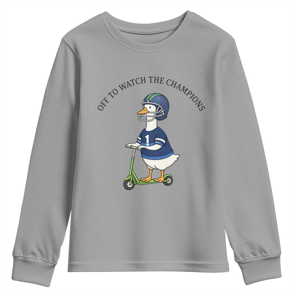 Funny Seattle Goose 2026 Youth Sweatshirt Off To Watch The Champions TS14 Sport Gray Print Your Wear