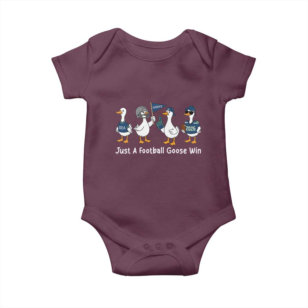 Seattle 2026 Baby Onesie Just A Football Goose Win TS14 Maroon Print Your Wear