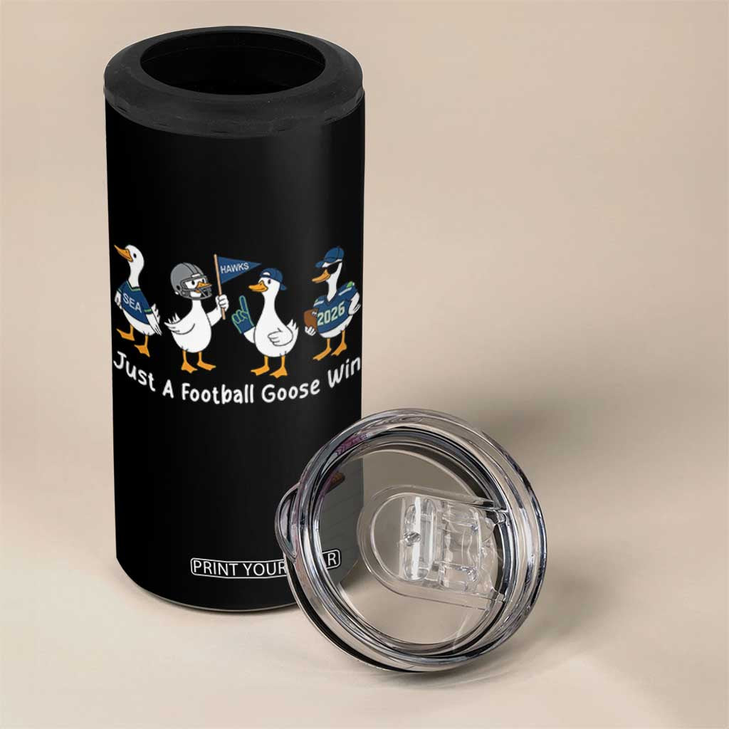 Seattle 2026 4 in 1 Can Cooler Tumbler Just A Football Goose Win TS14 Print Your Wear