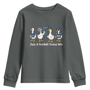 Seattle 2026 Youth Sweatshirt Just A Football Goose Win TS14 Dark Heather Print Your Wear