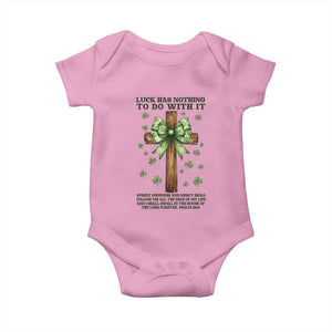 Faith Over Luck St Patrick's Day Baby Onesie Christian Jesus Bible Verse Psalm 23 TS14 Light Pink Print Your Wear