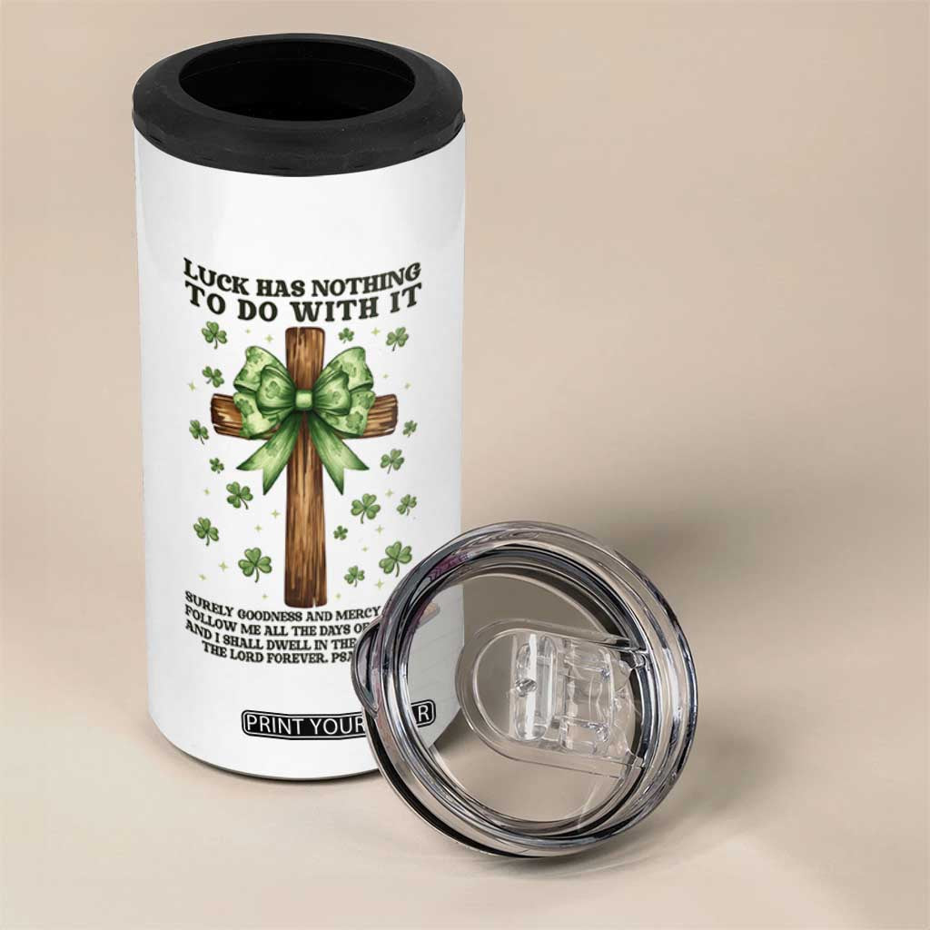 Faith Over Luck St Patrick's Day 4 in 1 Can Cooler Tumbler Christian Jesus Bible Verse Psalm 23 TS14 Print Your Wear
