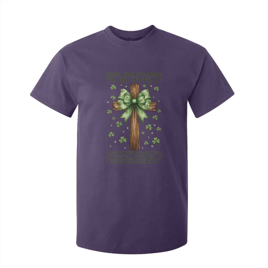Faith Over Luck St Patrick's Day T Shirt For Kid Christian Jesus Bible Verse Psalm 23 TS14 Purple Print Your Wear
