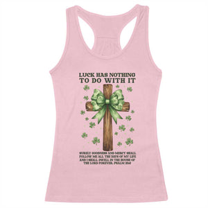 Faith Over Luck St Patrick's Day Racerback Tank Top Christian Jesus Bible Verse Psalm 23 TS14 Light Pink Print Your Wear