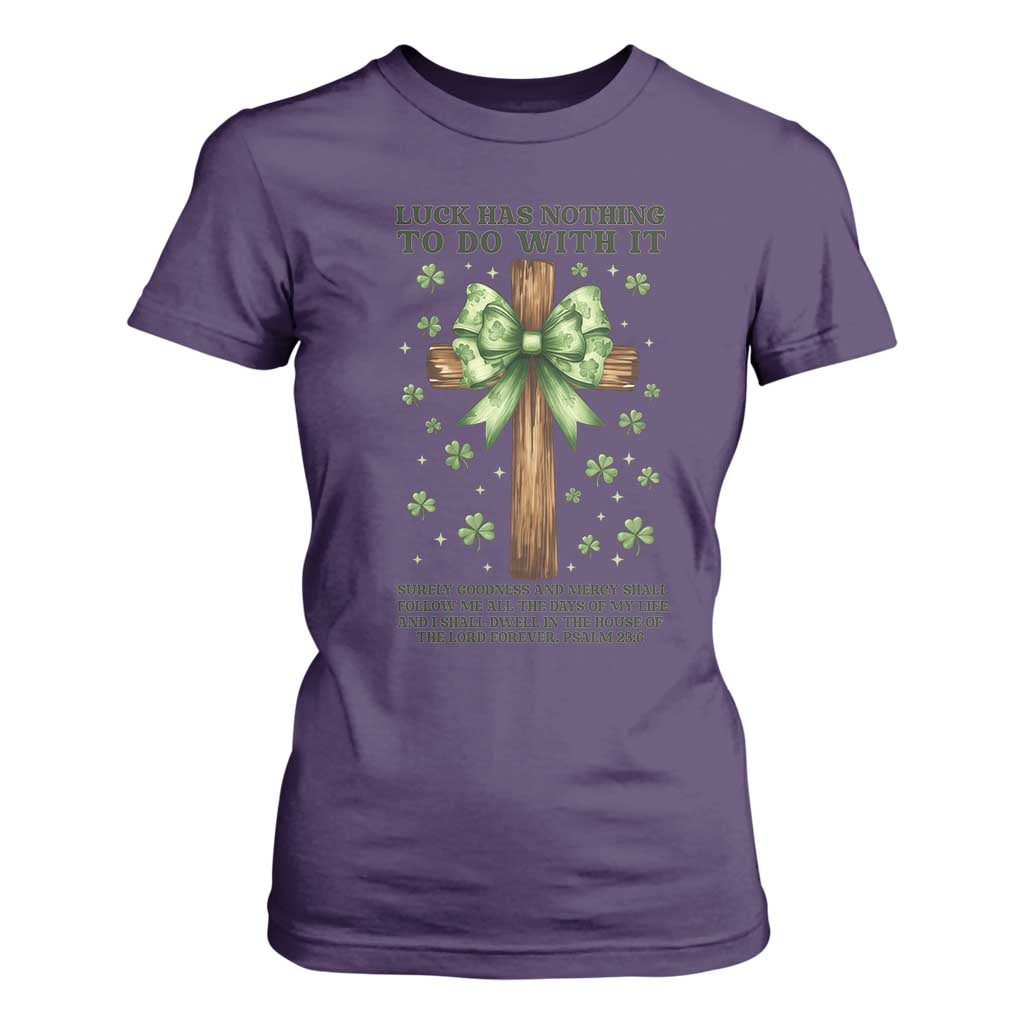 Faith Over Luck St Patrick's Day T Shirt For Women Christian Jesus Bible Verse Psalm 23 TS14 Purple Print Your Wear