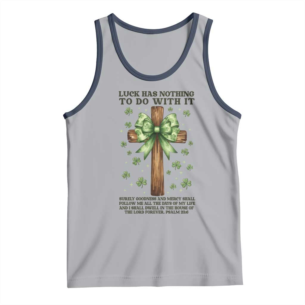 Faith Over Luck St Patrick's Day Tank Top Christian Jesus Bible Verse Psalm 23 TS14 Athletic Heather Navy Print Your Wear