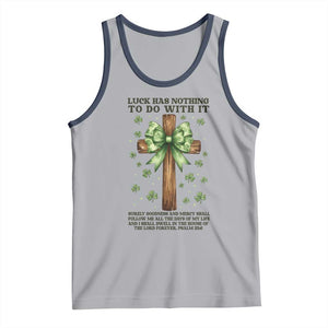 Faith Over Luck St Patrick's Day Tank Top Christian Jesus Bible Verse Psalm 23 TS14 Athletic Heather Navy Print Your Wear