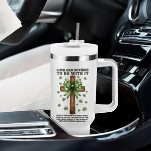Faith Over Luck St Patrick's Day Tumbler With Handle Christian Jesus Bible Verse Psalm 23 TS14 Print Your Wear