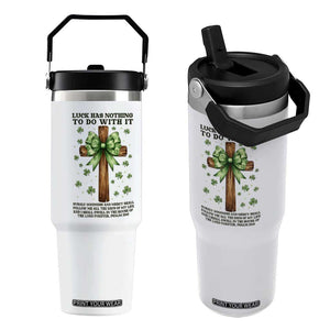 Faith Over Luck St Patrick's Day Flip Straw Tumbler Christian Jesus Bible Verse Psalm 23 TS14 One Size: 30 oz White Print Your Wear
