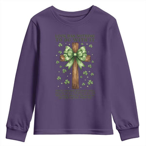 Faith Over Luck St Patrick's Day Youth Sweatshirt Christian Jesus Bible Verse Psalm 23 TS14 Purple Print Your Wear