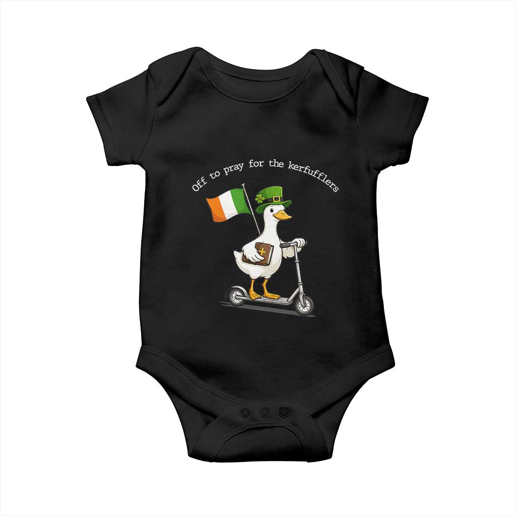 Funny Goose Christian St Patrick's Day Baby Onesie Off To Pray For The Kerfufflers TS14 Black Print Your Wear