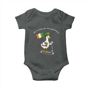 Funny Goose Christian St Patrick's Day Baby Onesie Off To Pray For The Kerfufflers TS14 Dark Heather Print Your Wear