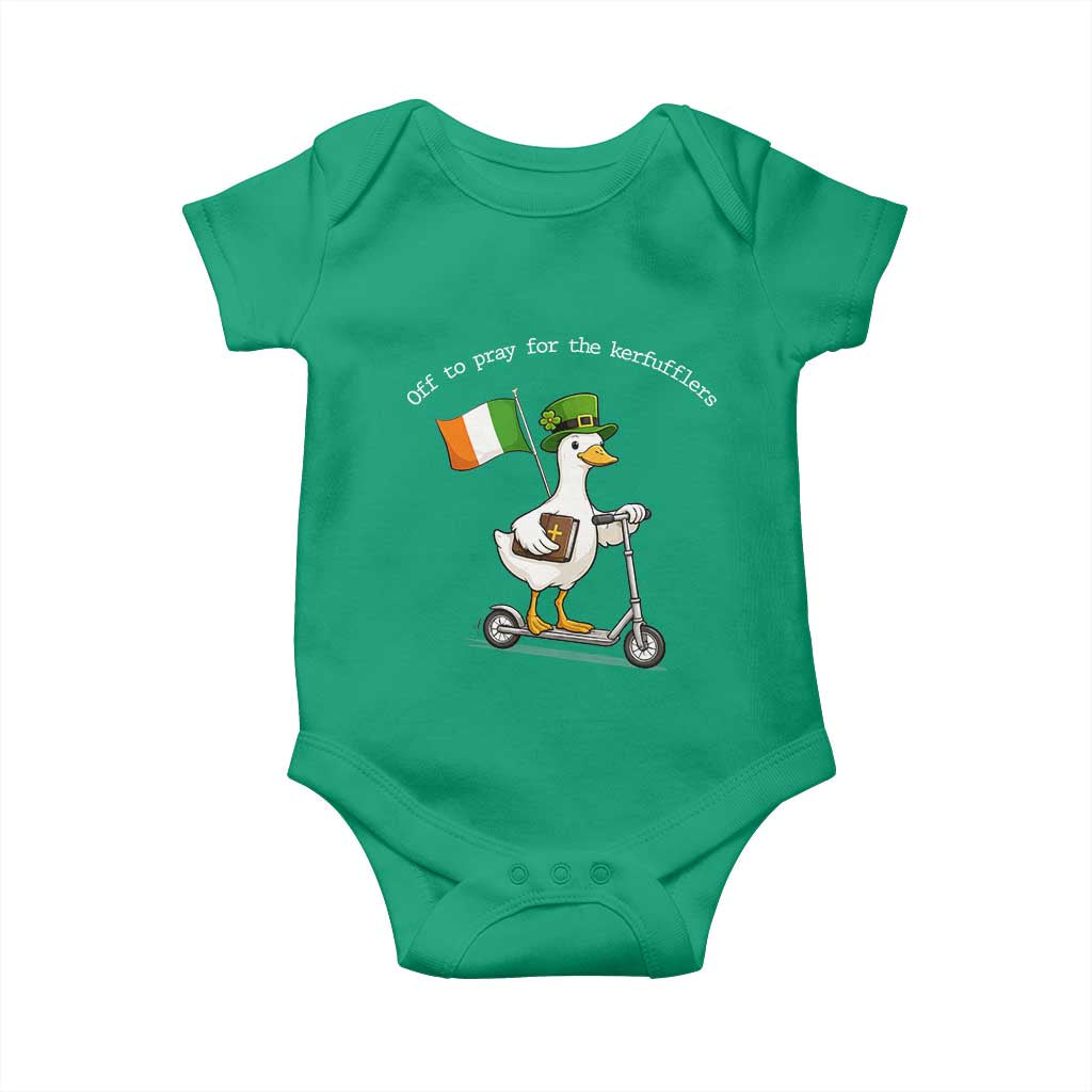 Funny Goose Christian St Patrick's Day Baby Onesie Off To Pray For The Kerfufflers TS14 Irish Green Print Your Wear