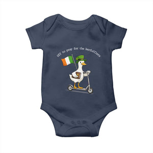 Funny Goose Christian St Patrick's Day Baby Onesie Off To Pray For The Kerfufflers TS14 Navy Print Your Wear