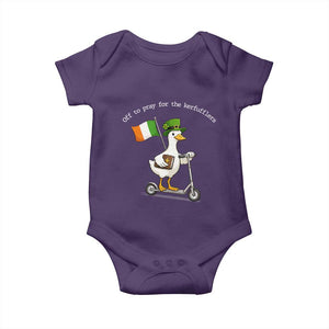 Funny Goose Christian St Patrick's Day Baby Onesie Off To Pray For The Kerfufflers TS14 Purple Print Your Wear