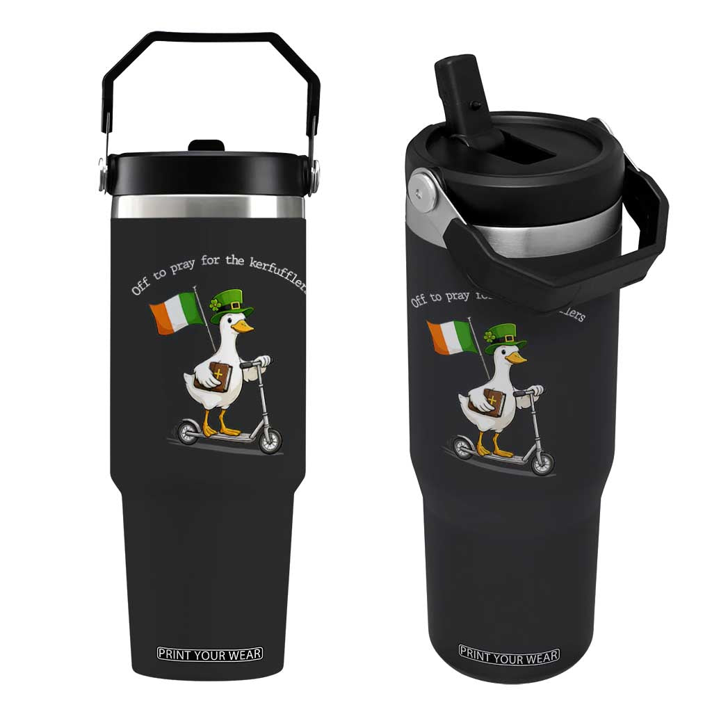 Funny Goose Christian St Patrick's Day Flip Straw Tumbler Off To Pray For The Kerfufflers TS14 One Size: 30 oz Black Print Your Wear
