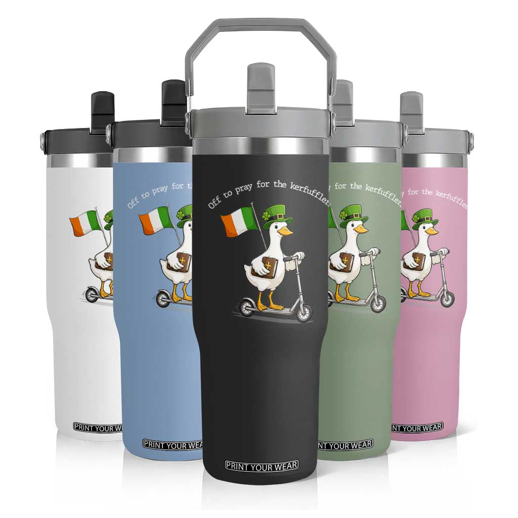 Funny Goose Christian St Patrick's Day Flip Straw Tumbler Off To Pray For The Kerfufflers TS14 Print Your Wear
