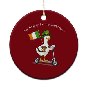 Funny Goose Christian St Patrick's Day Ceramic Ornament Off To Pray For The Kerfufflers TS14 1pc Red Print Your Wear