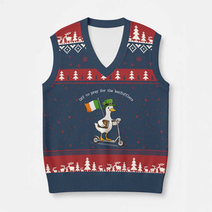 Funny Goose Christian St Patrick's Day V-Neck Knit Sweater Vest Off To Pray For The Kerfufflers TS14 Navy Red Print Your Wear