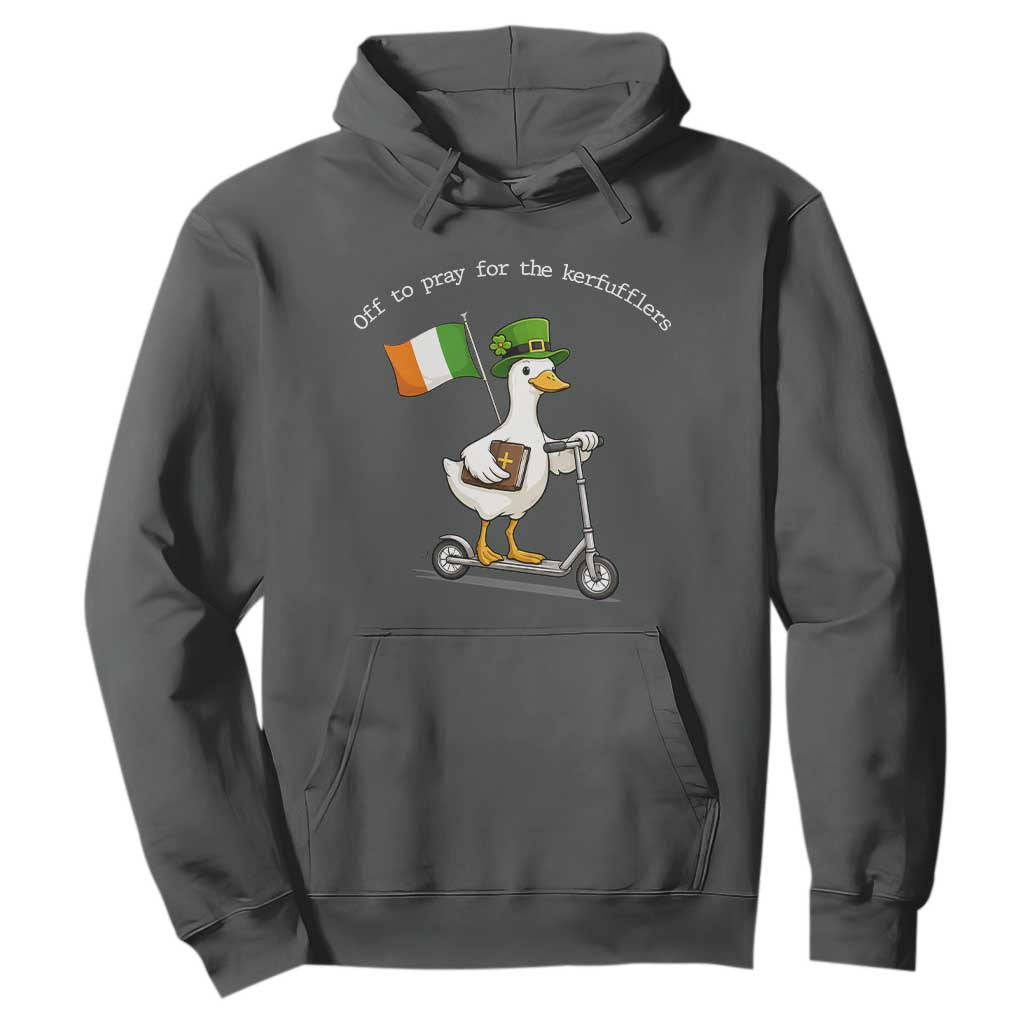 Funny Goose Christian St Patrick's Day Hoodie Off To Pray For The Kerfufflers TS14 Dark Heather Print Your Wear