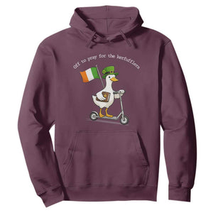 Funny Goose Christian St Patrick's Day Hoodie Off To Pray For The Kerfufflers TS14 Maroon Print Your Wear