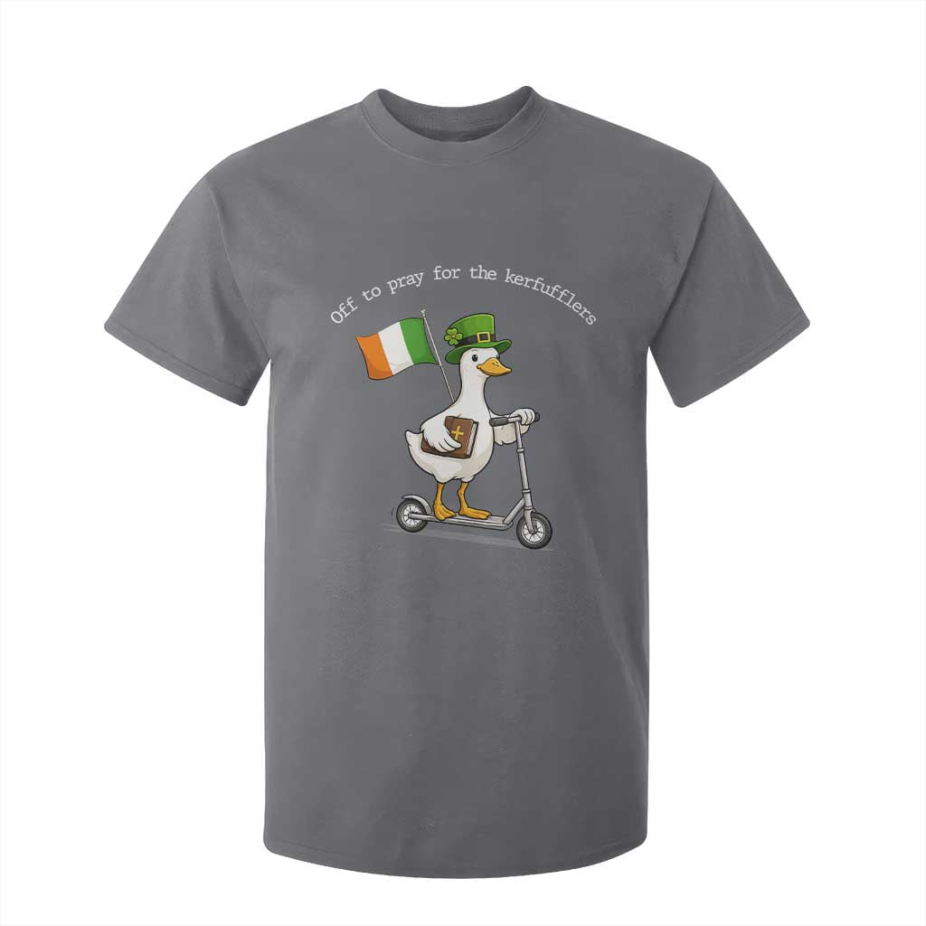 Funny Goose Christian St Patrick's Day T Shirt For Kid Off To Pray For The Kerfufflers TS14 Charcoal Print Your Wear