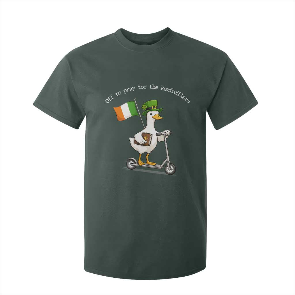 Funny Goose Christian St Patrick's Day T Shirt For Kid Off To Pray For The Kerfufflers TS14 Dark Forest Green Print Your Wear