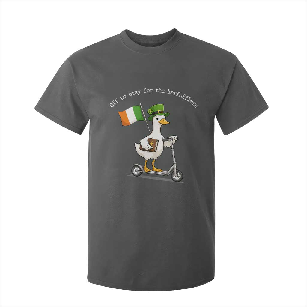 Funny Goose Christian St Patrick's Day T Shirt For Kid Off To Pray For The Kerfufflers TS14 Dark Heather Print Your Wear