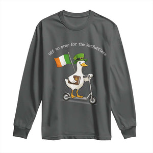 Funny Goose Christian St Patrick's Day Long Sleeve Shirt Off To Pray For The Kerfufflers TS14 Dark Heather Print Your Wear